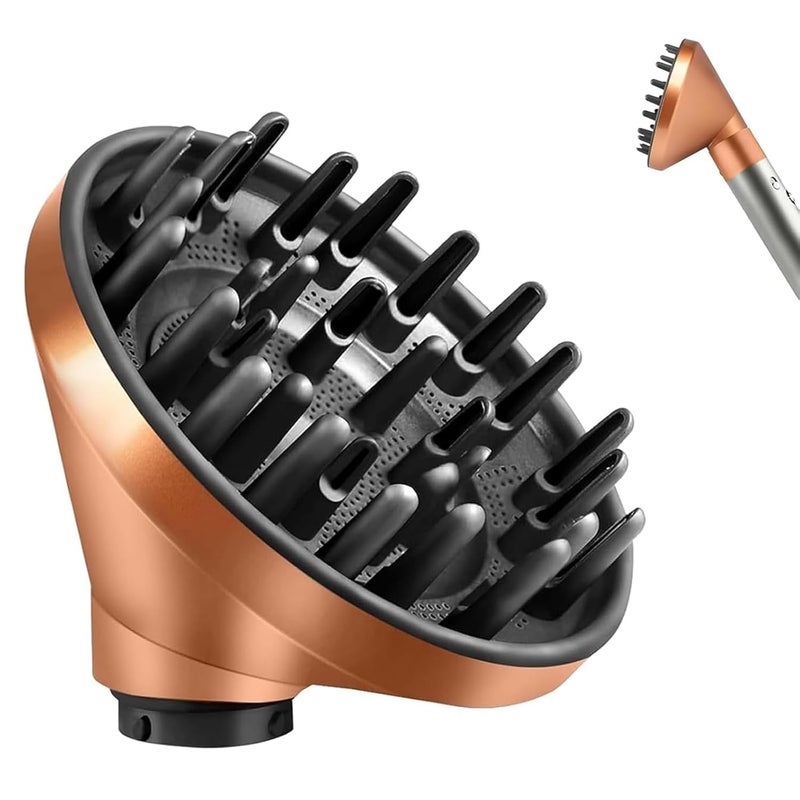 MengTiger Large Diffuser Attachment for Dyson Airwrap, Converts to Hair Dryer for Faster Drying & Frizz Reduction, Heat-Resistant Nozzle for Curly Hair, Gold - Image 1